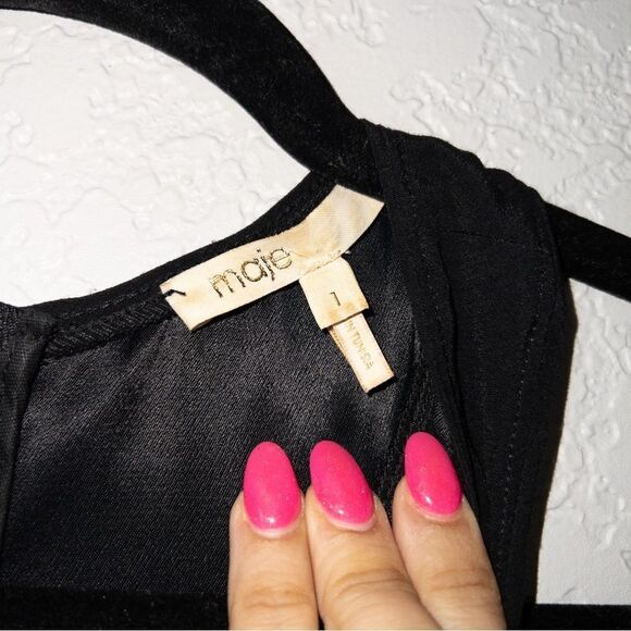 Maje Black Alissa Contrasting‎ Waistline A-Line Dress Size 1 - Picture 4 of 7